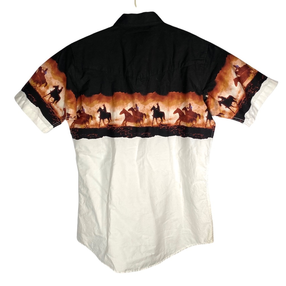 Men’s Western Plains Wear Button Up Pearl Snap Short Sleeve Cowboy Shirt Size M - Picture 9 of 9